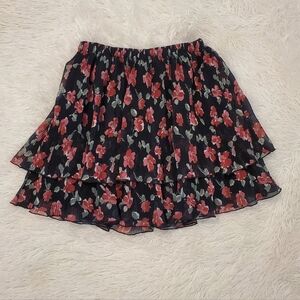 Abercrombie Kids Black Floralayered Skirt 13/14